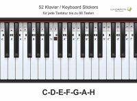 Klavier Aufkleber, C-D-E-F-G-A-H, 52 Stickers