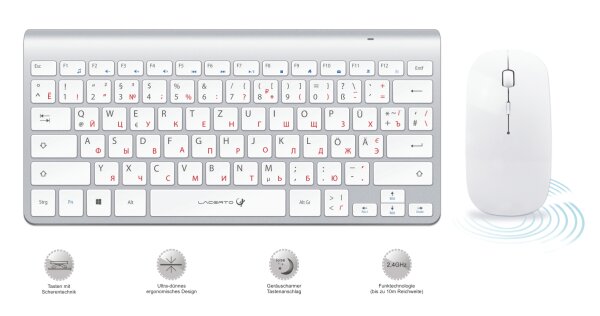 Russisch-Deutsche kabellose multimedia Tastatur & Maus, Lacerto BELA-DR612