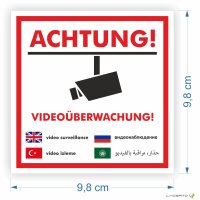 5er Set, Warnaufkleber "Videoüberwachung"...