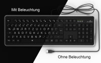 Deutsche Grossbuchstaben Tastatur mit LED-Beleuchtung, GRANDA-D860