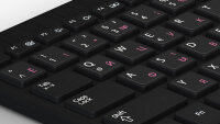 Russisch-Deutsche Tastaturaufkleber für Laptop 14x14mm, laminiert Rosa-Schwarz