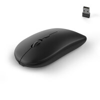 Lacerto | Kabellose wiederaufladbare Maus, 2.4G Wireless + BT | Farbe: Schwarz