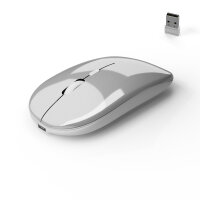 Lacerto | Kabellose wiederaufladbare Maus, 2.4G Wireless + BT | Farbe: Silber