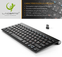 Bilinguale Russisch-Französische Kabellose 2,4 GHz Multimedia AZERTY Tastatur, Clavier sans fil bilingue Français-Russe, Russian-French Wireless Keyboard