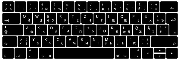 Russische / Deutsche Silikon Abdeckung für MacBook Pro mit Touch Bar 13" (A2159, A1706, A1989), 15.4" (A1707, A1990)