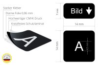 14x14 mm | Deutsche Aufkleber für PC & Laptop Tastaturen | Set inkl. Zusatztasten | Schwarz